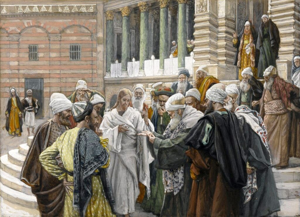 Иисус в храме обличает фарисеев. Художник Джеймс Тиссо .jpg