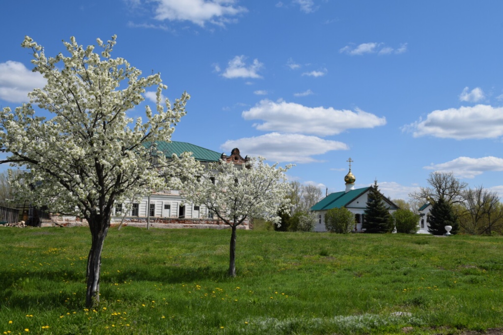 Вид на монастырь и игуменский корпус. Май 2022.jpg